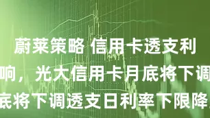 蔚莱策略 信用卡透支利率市场化打响，光大信用卡月底将下调透支日利率下限降至0%
